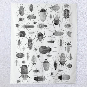 Beetle Black and White Tapestry