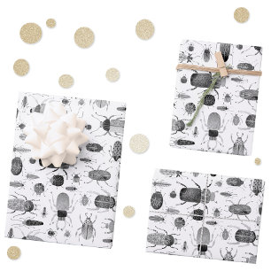 Beetle Black & White Wrapping Paper Sheets