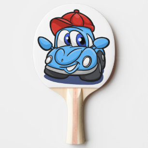 Beetle blue cartoon car - Choose background color Ping Pong Paddle