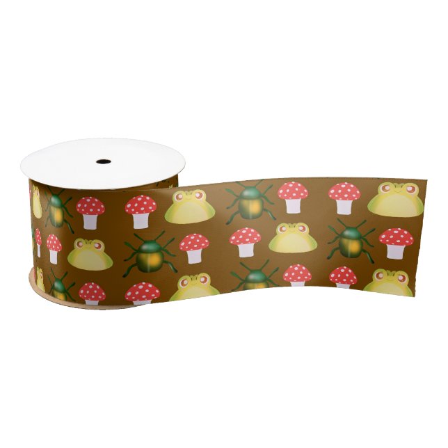 Beetle Bug, Frog And Mushroom Satin Ribbon (Spool)