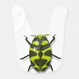Beetle bug insect cute black green baby bib