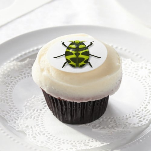 Beetle bug insect cute black green edible frosting rounds