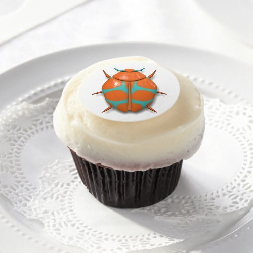 Beetle bug insect cute orange blue edible frosting rounds