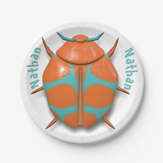 Beetle bug insect cute paper plates (Front)