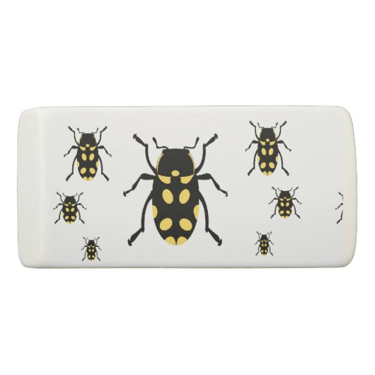 Beetle bugs on white eraser (Front)