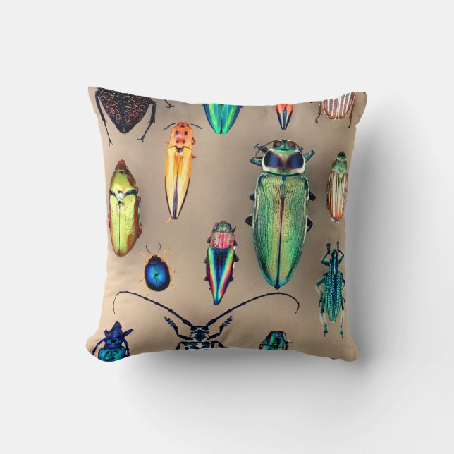 Beetle Collection Throw Pillow (Front)