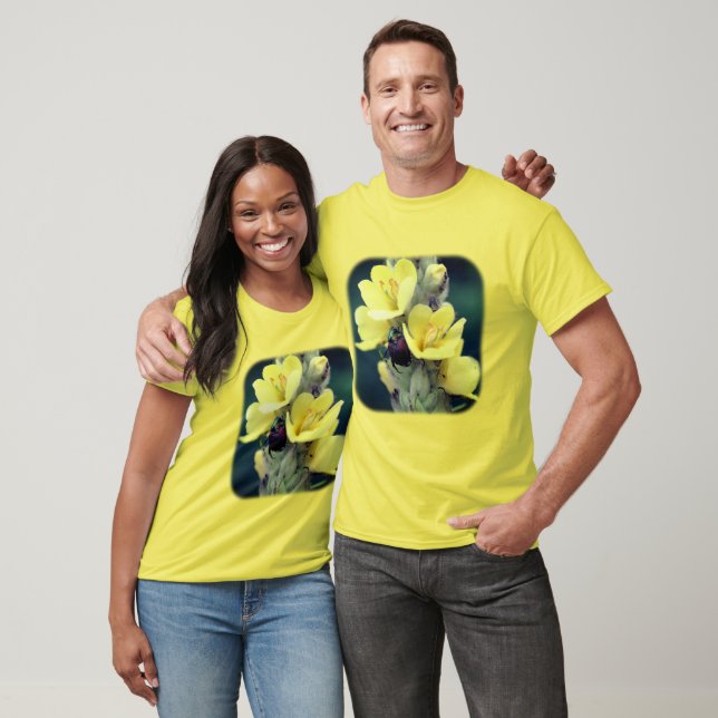 Beetle On Mullein Flower Nature  T-Shirt (Unisex)