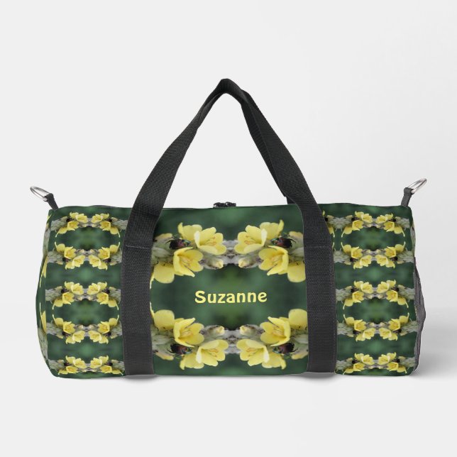 Beetle On Mullein Flower Pattern Personalized Duffle Bag (Front)