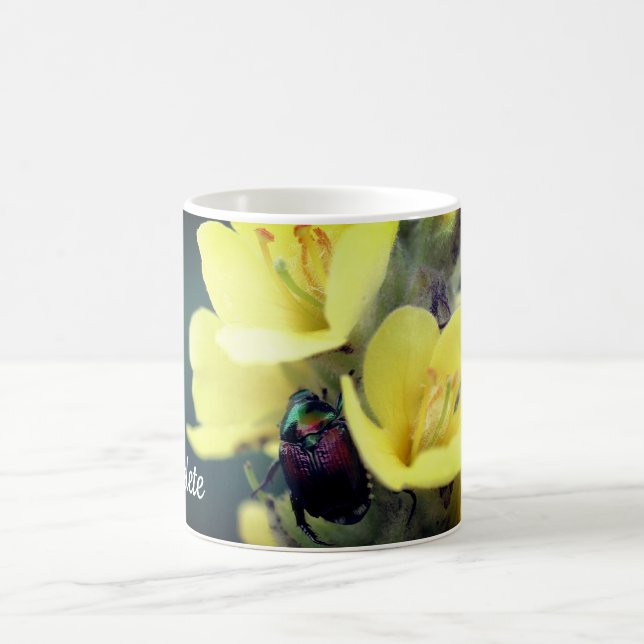 Beetle On Mullein Flower Personalized Coffee Mug (Center)