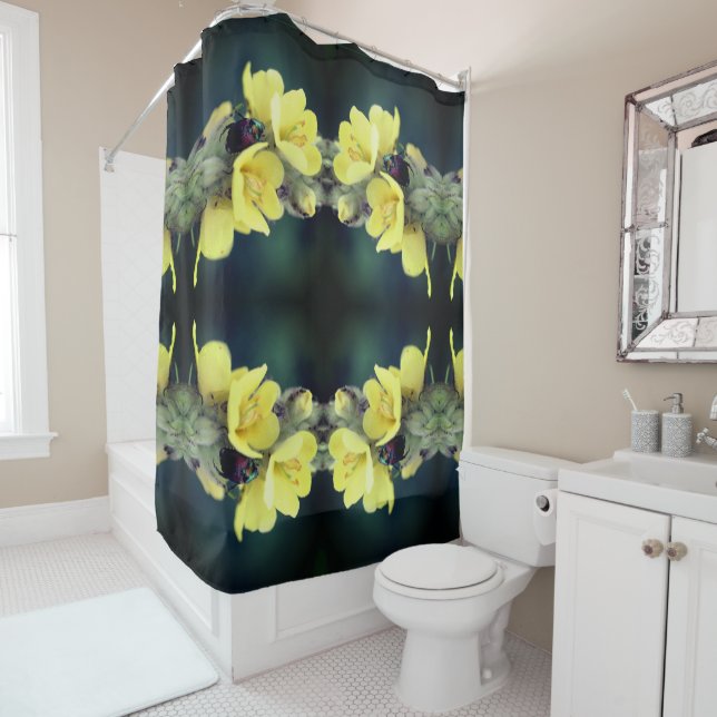 Beetle On Wild Mullein Flower Abstract  Shower Curtain (In Situ)