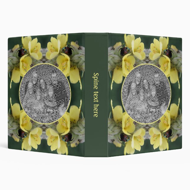 Beetle On Wild Mullein Flower Add Your Photo 3 Ring Binder (Background)