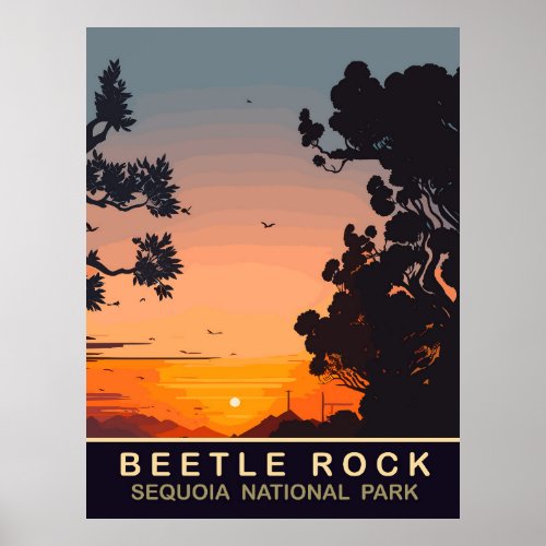 Beetle Rock Sunset Sequoia National Park Travel Poster
