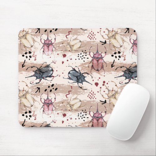 Beetle Sketch Pattern Mouse Pad