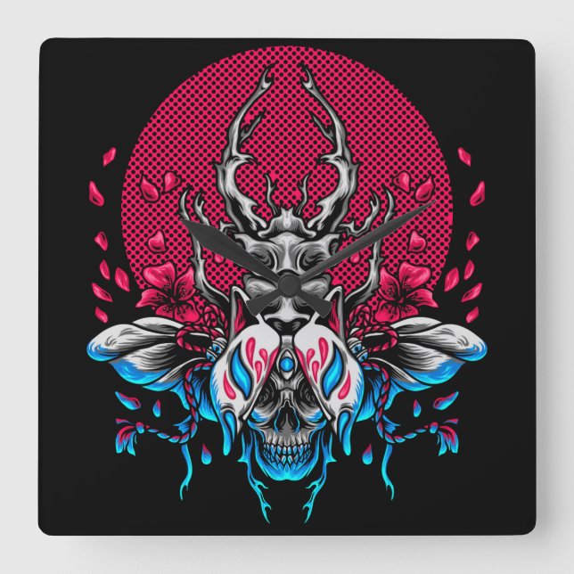 Beetle Square Wall Clock (Front)