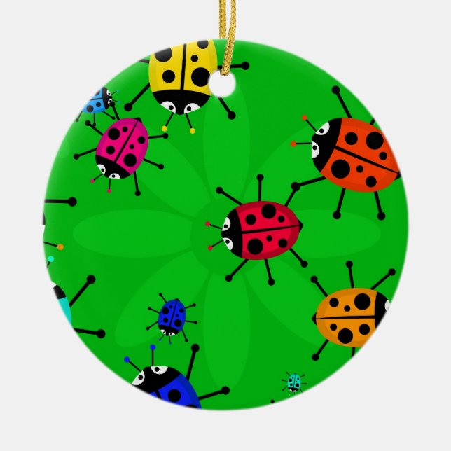 Beetle Swarm Ceramic Ornament (Front)