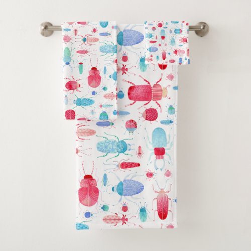 Beetle Watercolor Bath Towel Set