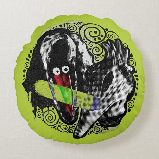 Beetlejuice | Adam & Barbara Scary Round Pillow (Front)