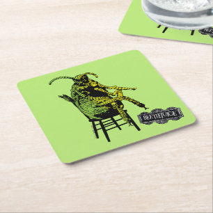 Beetlejuice Beetle in Chair Square Paper Coaster