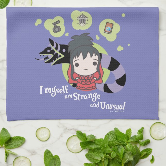 Beetlejuice | Chibi Lydia "Strange and Unusual" Kitchen Towel (Folded)