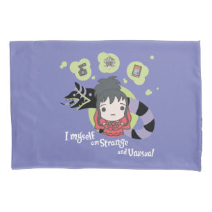 Beetlejuice Chibi Lydia "Strange and Unusual" Pillow Case