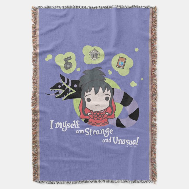 Beetlejuice | Chibi Lydia "Strange and Unusual" Throw Blanket (Front Vertical)