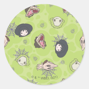 Beetlejuice Cute Chibi Toss Pattern Classic Round Sticker