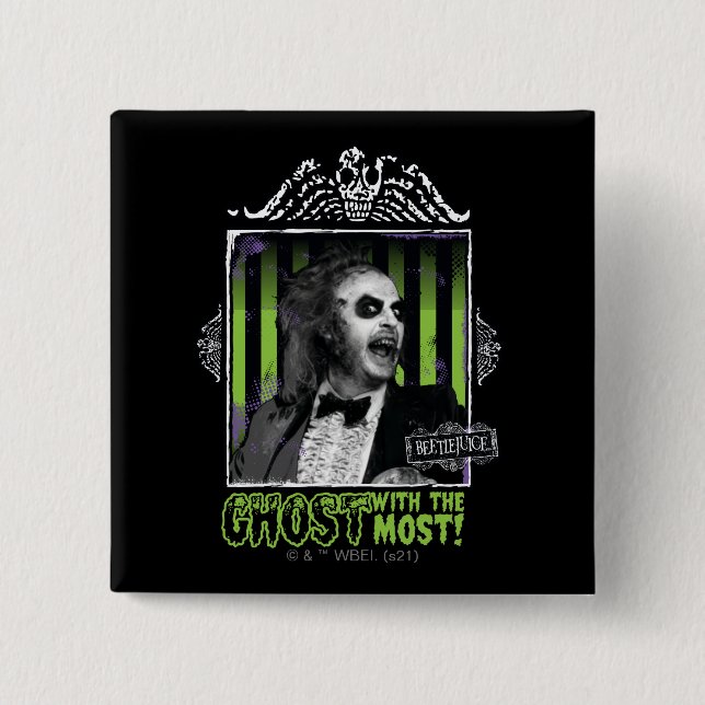Beetlejuice | "Ghost With The Most" Portrait Button (Front)