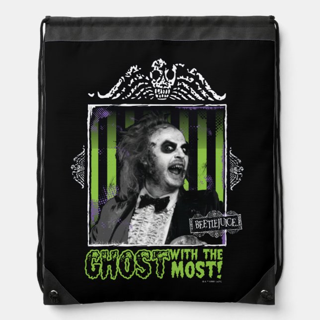 Beetlejuice | "Ghost With The Most" Portrait Drawstring Bag (Front)