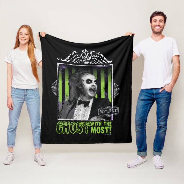 Beetlejuice | "Ghost With The Most" Portrait Fleece Blanket (In Situ)