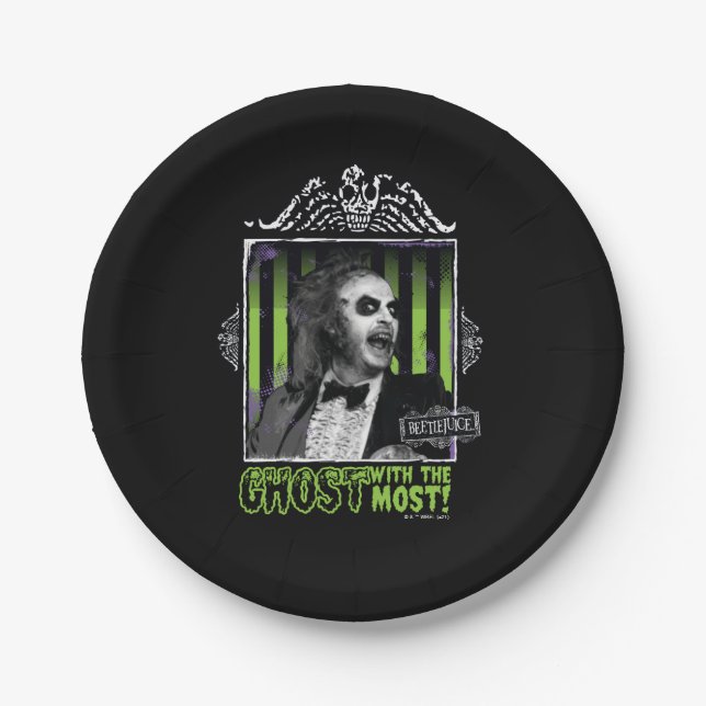 Beetlejuice | "Ghost With The Most" Portrait Paper Plates (Front)