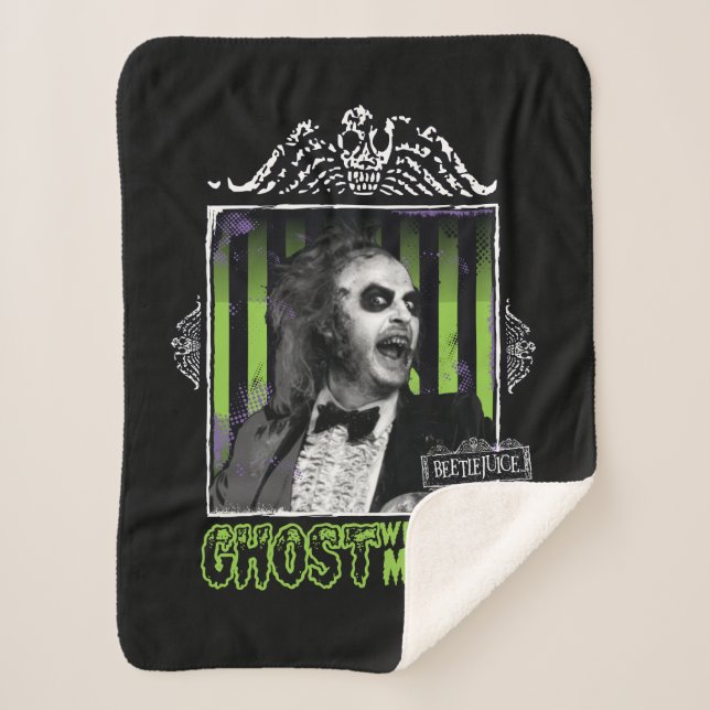 Beetlejuice | "Ghost With The Most" Portrait Sherpa Blanket (Front)