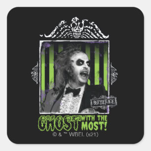 Beetlejuice "Ghost With The Most" Portrait Square Sticker
