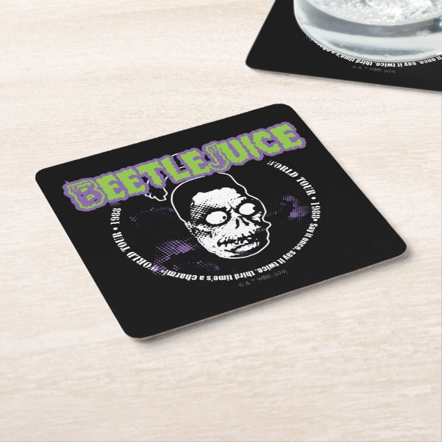 Beetlejuice | Harry the Hunter Shrunken Head Square Paper Coaster (Angled)