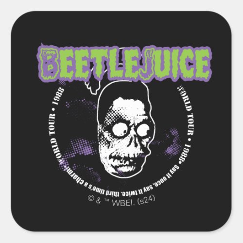 Beetlejuice  Harry the Hunter Shrunken Head Square Sticker