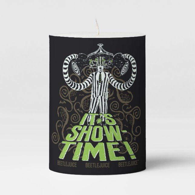Beetlejuice | It's Show Time! Pillar Candle (Front)