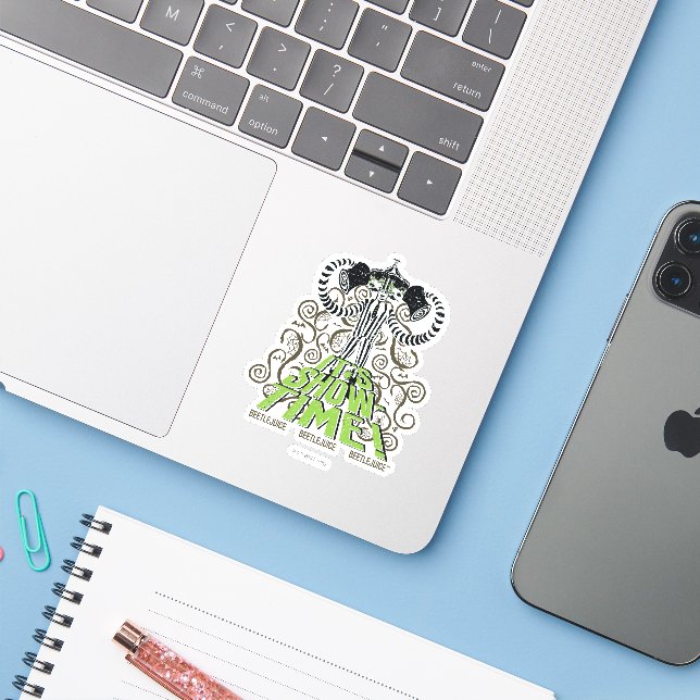Beetlejuice | It's Show Time! Sticker (Laptop w/ iPhone)