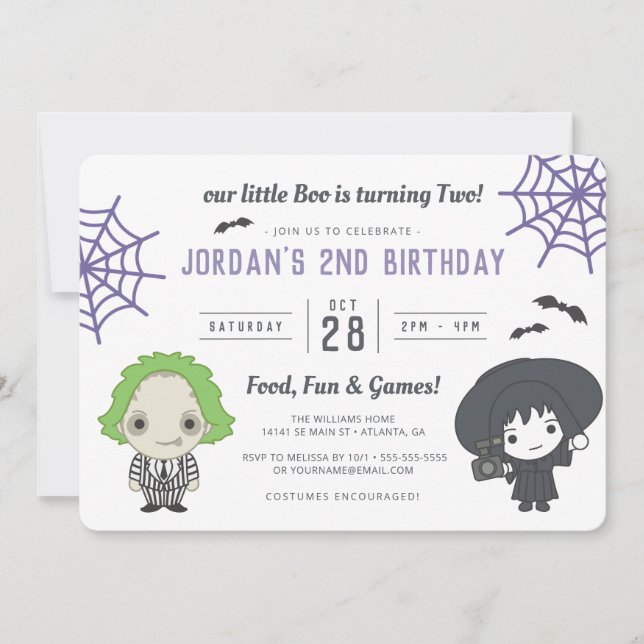 Beetlejuice | Little Boo is Turning Two Birthday Invitation (Front)