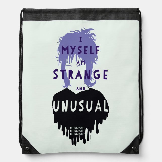 Beetlejuice | Lydia "Strange and Unusual" Graphic Drawstring Bag (Front)