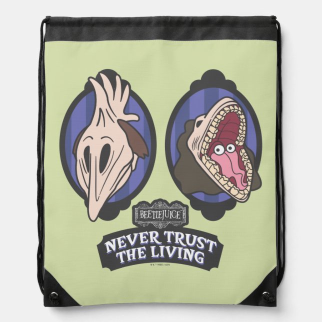 Beetlejuice | Maitlands "Never Trust The Living" Drawstring Bag (Front)