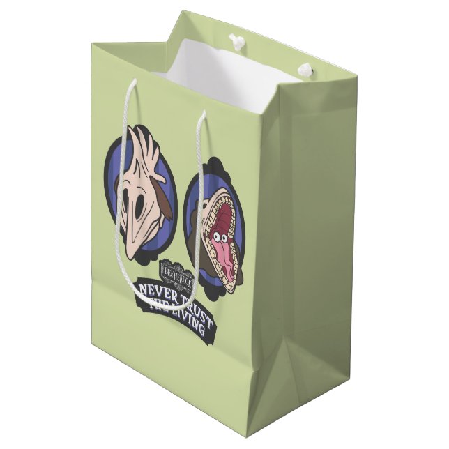 Beetlejuice | Maitlands "Never Trust The Living" Medium Gift Bag (Front Angled)