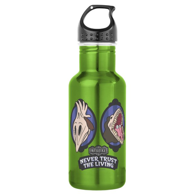 Beetlejuice | Maitlands "Never Trust The Living" Stainless Steel Water Bottle (Front)