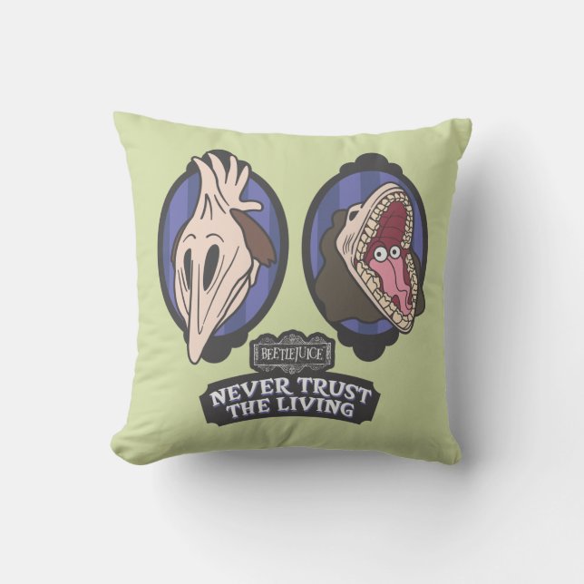 Beetlejuice | Maitlands "Never Trust The Living" Throw Pillow (Front)