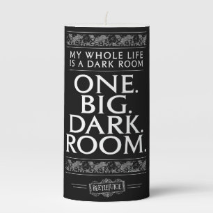 Beetlejuice My Whole Life Is A Dark Room Pillar Candle