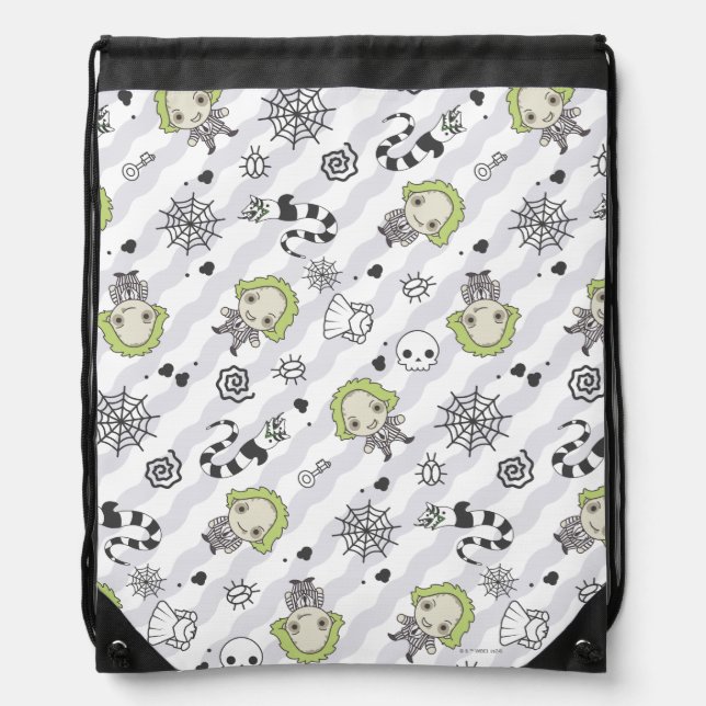 Beetlejuice Pattern Drawstring Bag (Front)