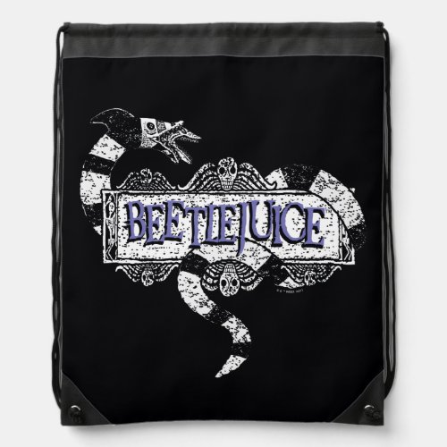 Beetlejuice  Sandworm Coiled on Beetlejuice Logo Drawstring Bag