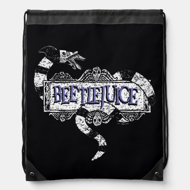 Beetlejuice | Sandworm Coiled on Beetlejuice Logo Drawstring Bag (Front)