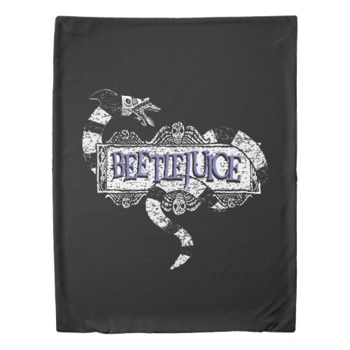 Beetlejuice  Sandworm Coiled on Beetlejuice Logo Duvet Cover
