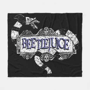 Beetlejuice Sandworm Coiled on Beetlejuice Logo Fleece Blanket
