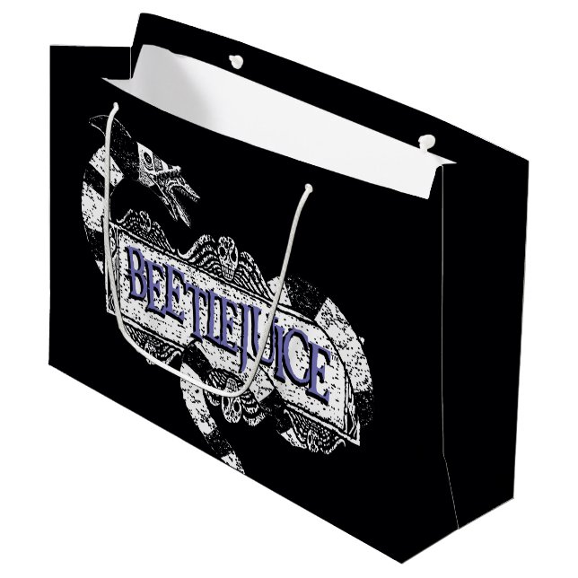 Beetlejuice | Sandworm Coiled on Beetlejuice Logo Large Gift Bag (Front Angled)