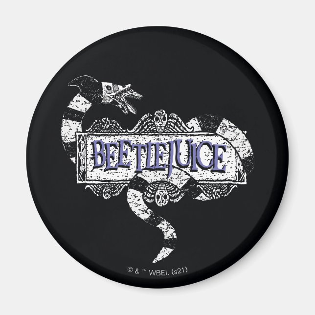Beetlejuice | Sandworm Coiled on Beetlejuice Logo Magnet (Front)